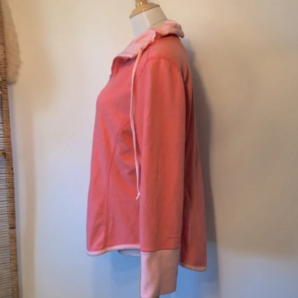 TOMMY BAHAMA Coral Pink Reversible Funnel Neck Zip Sweatshirt Jacket Top XL - Picture 5 of 13